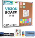 Cork and White Board Combo 18x24” – Magnetic Bulletin Board for Wall – Dry Erase & Corkboard for Home Office Vision Planning Message Display – Wall Mounted Organizer Board