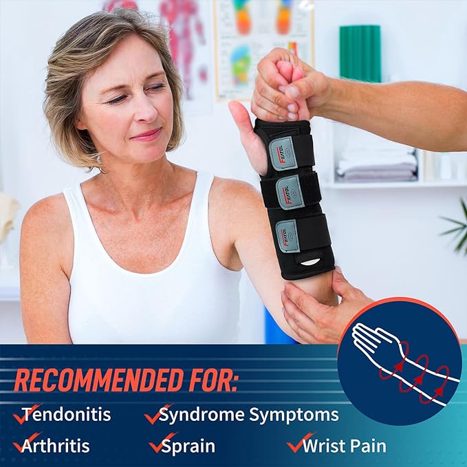 FEATOL Wrist Brace Hand Brace, Carpal Tunnel Wrist Splint Night Support for Women Men, Pain Relief Support -Tendonitis, Arthritis, Sprain, Left Hand, Small/Medium