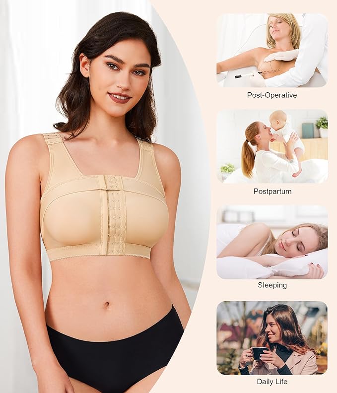 BRABIC Womens' Front Closure Post-Surgery Posture Corrector Bra Shaper Tops with Breast Support Band