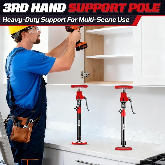 XINQIAO Cabinet Jacks for Installing Cabinets, Heavy Duty Third Hand Tools Adjustable Support Pole from 18.5 IN to 29.5 IN, 4 PCS