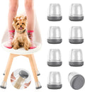 Small Chair Leg Floor Protectors for Carpet Hardwood Floors, Upgraded Chair Leg Caps with Graphene Fabric Bottom, No Hair Dust Clinging, 16 Pcs Clear Furniture Feet Covers Reduce Noise (Fit 0.8"-1")