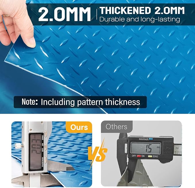 Bonnlo 7.5x17 FT Garage Floor Mat for Under Car,Thickened PVC Roll Floor mats，Waterproof Non Slip Parking Mat,Blue