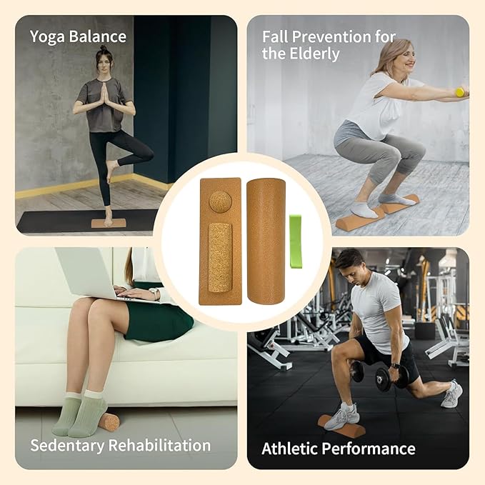 Foot Stability Board, Cork Exercise Trainer Kit, Feet Balance Training Board, for Seniors, Dancers, Athletes, Sports Lovers, Cyclists, Yoga, Home, Gym, Fitness