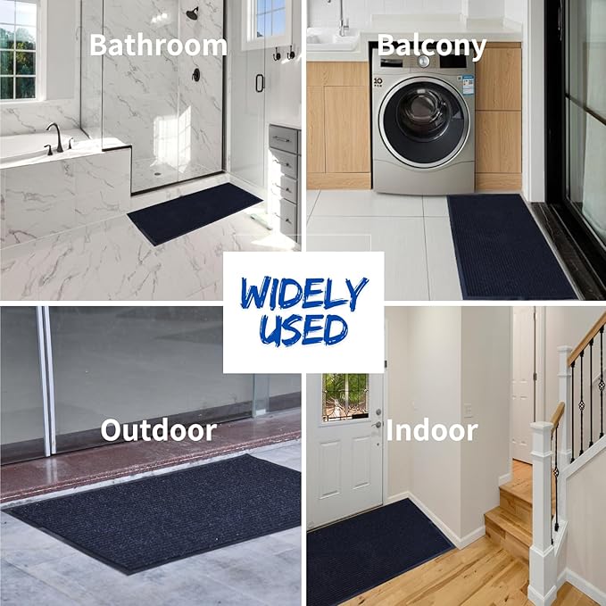 2 Pack Front Door Mat, 73"X45" Waterproof Indoor Outdoor Entrance Welcome Doormat Front Door Industrial Rug Ideal for Entrance， Patio, Muddy Shoe, Low Profile, Non-Slip, Easy to Clean — Grey