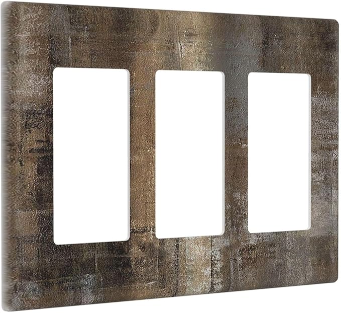 Light Switch Covers Old Vintage Copper Rustic Rusty Modern Tan Brown 3 Gang Rocker Electrical GFCI Decorative Triple Outlet Wall Plate Cover Switchplate for Farmhouse Cabin Decor