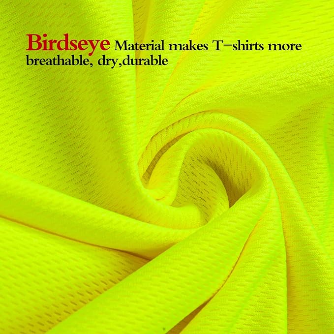 High Visibility Shirts Quick Dry Safety T Shirts with Reflective Strips and Pocket Short Sleeve Mesh Hi Vis Construction Work Class 2 Shirt for Men/Women Lime,2XL