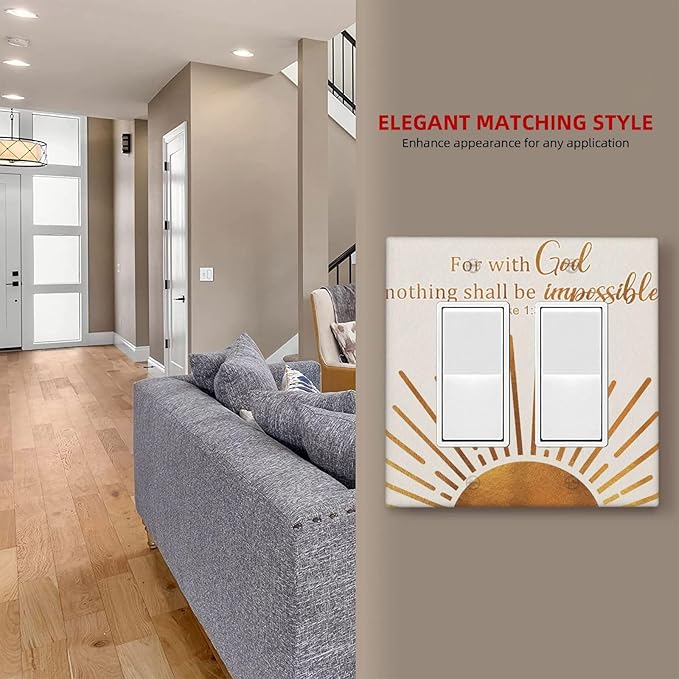 Mid Century Boho Sun Inspirational Quote Outlet Covers Double Rocker Light Switch Covers Decorative Abstract Gold Sunrise 2 Gang Gfci Wall Plate Electrical Receptacle Switchplate Bathroom Decor