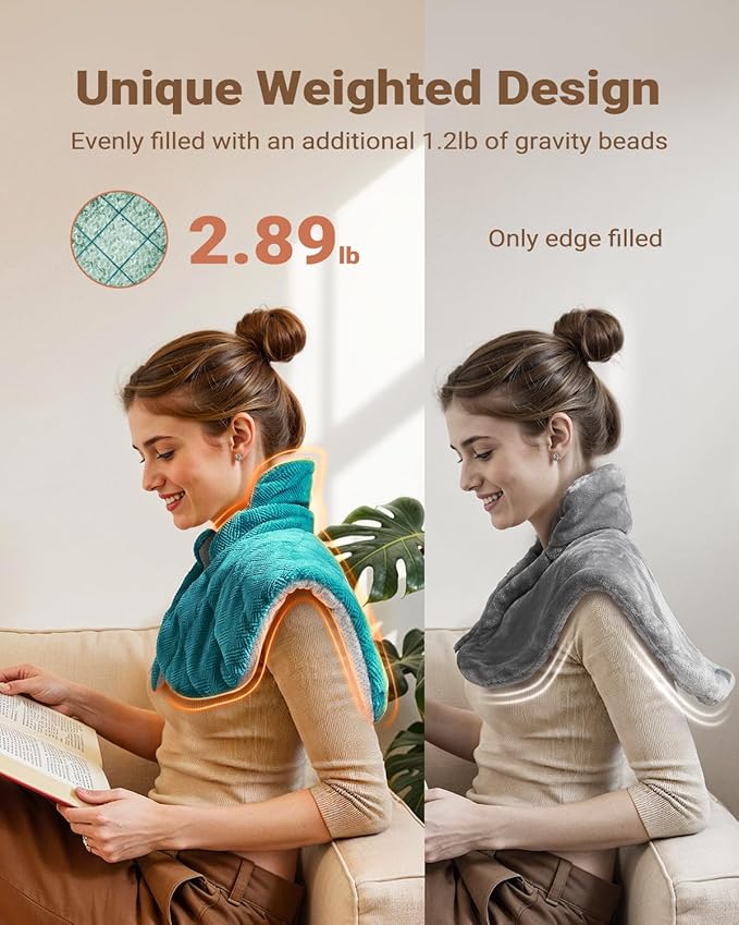 iDOO Graphene-Infused Heating Pad for Neck Shoulders and Back, Valentines Day Gifts for Her Him, Birthday Gifts for Women Men Elderly, FSA Eligible Items Only List, Weighted Heat Pads for Pain Relief