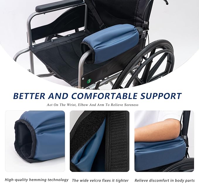 Wheelchair Armrest Cushion, Padded Armrest, Soft Support Cushion Accessories for Children and Adults, Used for Comfortable Decompression, Soft and Easy to Clean Pu(1 Pair)