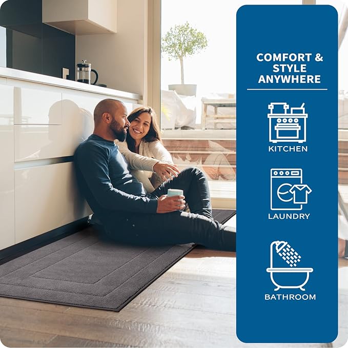 PURRUGS Machine Washable Kitchen Runner Rug 24" x 59", Non-Slip/Skid Hallway Runner Rug, Super Absorbent Soft Area Rug for Kitchen, Hallway & Laundry, Grey