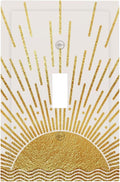 Mid Century Boho Golden Sun Sunrise Sunset Decorative Light Switch Cover 1 Gang Single Toggle Device Electrical Faceplate Switchplates Decorator Outlet Wall Plate for Bed Room Living Room Decor