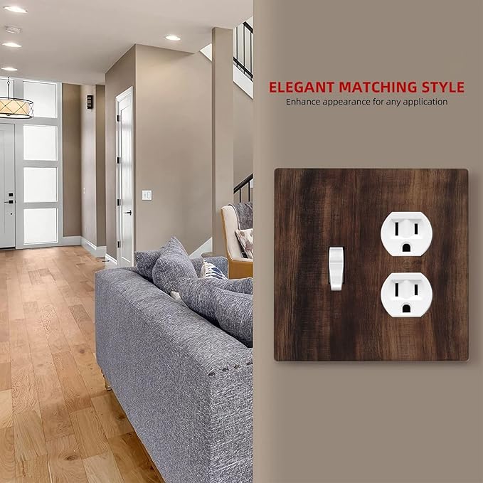 Decorative Outlet Covers Rustic Farmhouse Brown Wood Barn Door 2 Gang Duplex Light Switch Cover Plate Gfci Wall Plate Plug Switch Plate Covers for Bathroom Decor