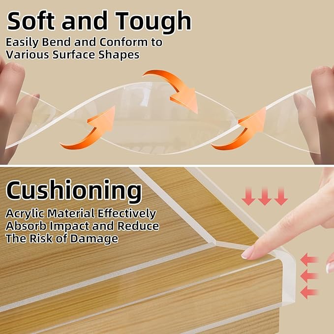Clear Edge Protector,Safe Corner Protector, Anti-Sharp Edge Protector, for Furniture, Drawers, Tables, Cabinets 1.2inX6.6FT