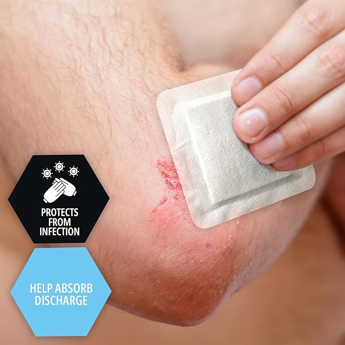 MED PRIDE Sterile Waterproof Silicone Foam Dressing with Adhesive Border, Absorbent Bandage, Protects Against Infection (4x4 Inch (Pack of 10))