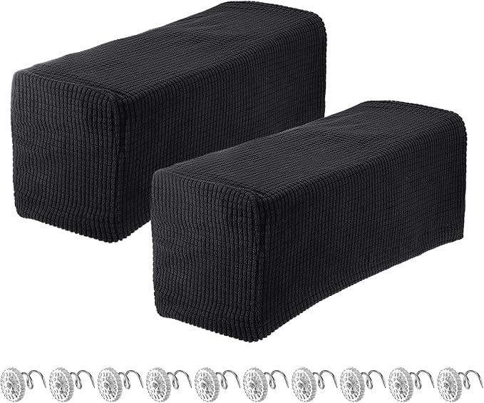 uxcell 2pcs Stretch Armrest Covers for Chairs/Sofas, Couch Arm Covers with Twist Pin, Furniture Protector Slipcovers for Sofa Chair Recliner Black