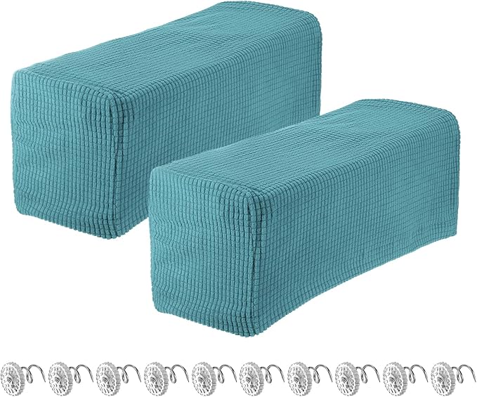 uxcell 2pcs Stretch Armrest Covers for Chairs/Sofas, Couch Arm Covers with Twist Pin, Furniture Protector Slipcovers Light Blue