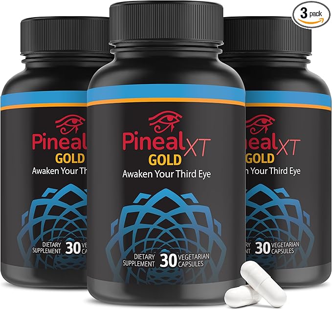 Pineal XT Gold - Pineal Gland Supplement - Third Eye Awakening - Focus and Memory Supplement for Brain - 7 Powerful Ingredients Decalcify, Detox, and Activate Your Pineal Gland, 3 Pack