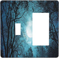 Light Switch Cover Teal Full Moon Forest 2 Gang Toggle Rocker Combo Wall Plates Turquoise Decorative Switch Plates and Outlet Covers Receptacle Cover for Bathroom Bedroom Decor
