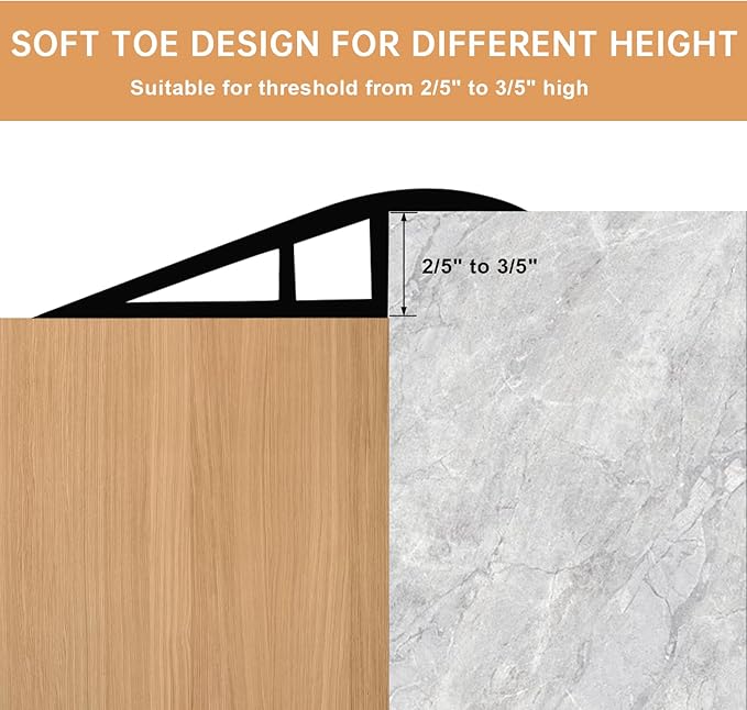 Vinyl Door Threshold Flooring Transition Strip Self Adhesive Carpet Edging Strip for Laminate Doorway Edge Threshold from 2/5" to 3/5" (Light Brown Wood Grain, 3.3 Ft)