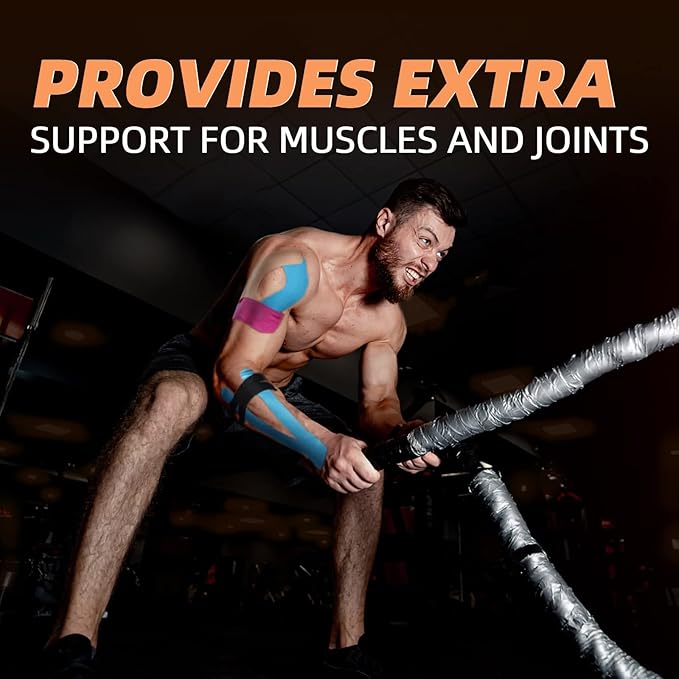 OK TAPE Regular Kinesiology Tape (4 Pack), Original Cotton Athletic Tape for Support Muscle Joint Knee, Sports Waterproof Tape Uncut Strips Latex Free, Hypoallergenic, 2in×16.4ft - 4 Colors