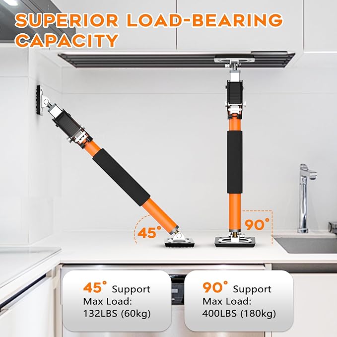 HOLOTHURIAN Cabinet Jack Support Pole, 15.8" - 23.6 inches Third Hand Tools Adjustable Support Pole, 3rd Hand Support System for Upper Cabinet Installation, 400 LB Capacity, 2-Pack