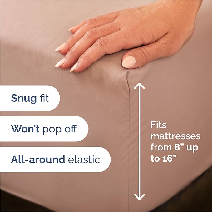Split King 7 Piece Sheet Set - Cooling & Breathable Bed Sheets - Hotel Luxury Bed Sheets for Women, Men, Kids & Teens - Deep Pocket Bedding w/Easy Fit - Soft & Wrinkle Free - Split King Mauve Sheets