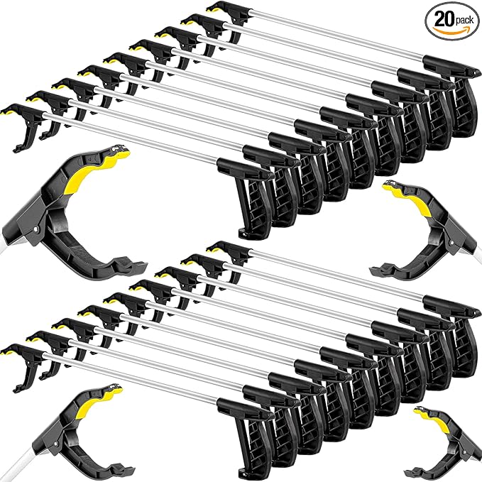 Sabary 20 Pcs Grabber Reacher Trash Pickers Bulk Tool 30'' Long Upper Back to School Litter Cleanup Heavy Duty Handy Mobility Aids Pick up Lightweight Nonslip Claw Elderly Arm Extension Stick