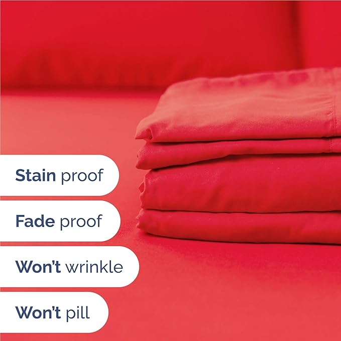 Full 6 Piece Sheet Set - Cooling and Breathable Bed Sheets - Hotel Luxury Bed Sheets for Women, Men, Kids & Teens - Comfy Bedding with Deep Pockets & Easy Fit - Soft and Wrinkle Free - Full Red Sheets