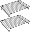 Carbon Steel Baking Cooling Racks, 2-Pack Collapsible Legs for Cooking, Grilling & Roasting, Oven-Safe & Durable/17x11 Inch