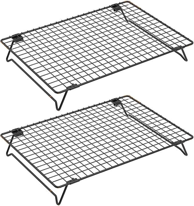 Carbon Steel Baking Cooling Racks, 2-Pack Collapsible Legs for Cooking, Grilling & Roasting, Oven-Safe & Durable/17x11 Inch
