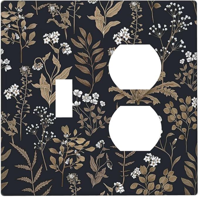 Wallplates Vintage Floral Wildflowers Plant 1 Toggle 1 Duplex Switch Plate Electrical GFCI Faceplate Decorative Light Switch Covers for Bathroom Home Decor