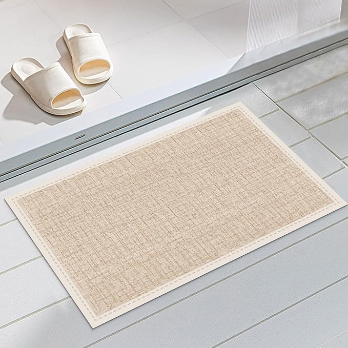 Ultra Thin Door Mat Indoor Entrance, 1/10 in Thin Door Mats for Inside Entry, Non-Slip Rubber Backing Washable Doormat, Fade Resistant, Absorbent, Low Profile Dirt Trapper, 30"X17"