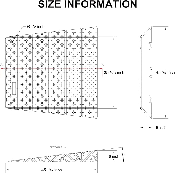 OrangeStar Portable Wheelchair Ramp, 1"/2"/3"/4"/5"/6" Rise Extensible Threshold Ramp for Wheelchair, Scooter, Home Steps, Stairs, Entry, Doorways