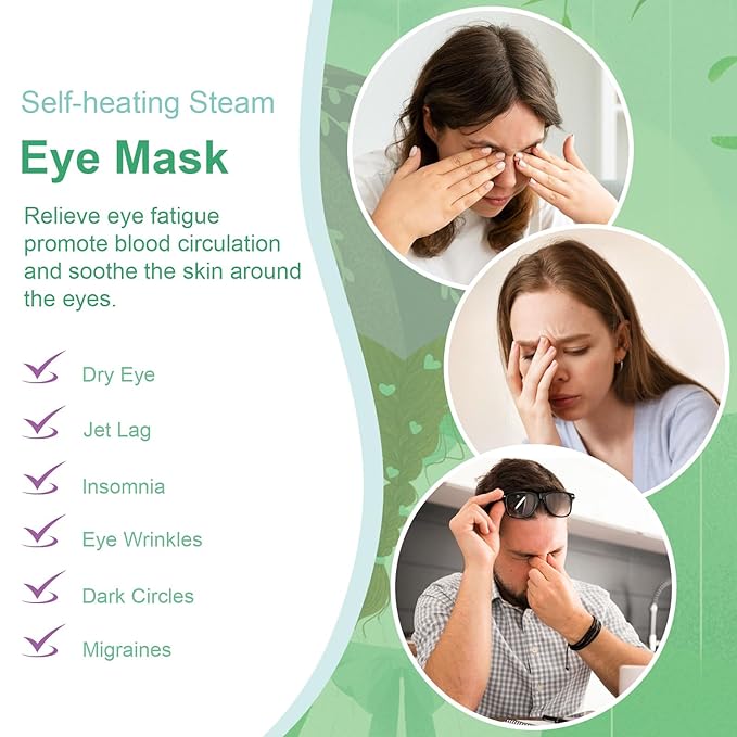 20 Packs Steam Eye Mask, Unscented Steam Eye Masks Disposable, Self-Heating Relief Heated Eye Mask for Fatigue, Perfect for Home, Sleep, Spa & Travel