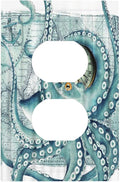 Outlet Covers Vintage Nautical Octopus Eyes Funny Ocean Kraken 1 Gang Duplex Light Switch Cover Decorative Single Receptacle Wall Plate Compass Pirate Map Electrical Switchplate for Farm Home