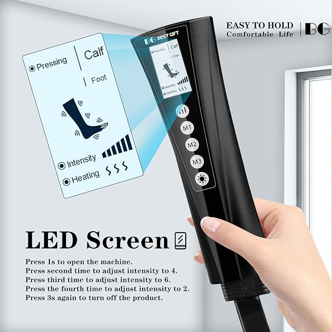 Gifts for Dad Mom Men Women Christmas Mothers Day, Fathers Day, Air Compression Massager with Heat for Foot, Leg, Calf, Thigh, Knee, Helpful for Vericose Veins, Muscle Fatigue, Cramps, Swelling, Edema