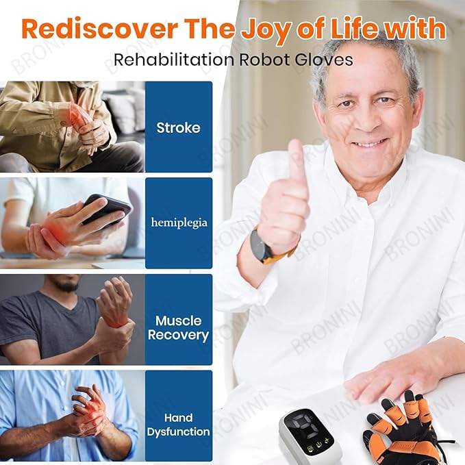 Hand Rehabilitation Robot Gloves, 4rd Generation Portable USB Chargeable Hand Stroke Recovery Equipment, 4 Modes & 9 Strength Levels Robot Hand Glove For Hemiplegia Hand Therapy
