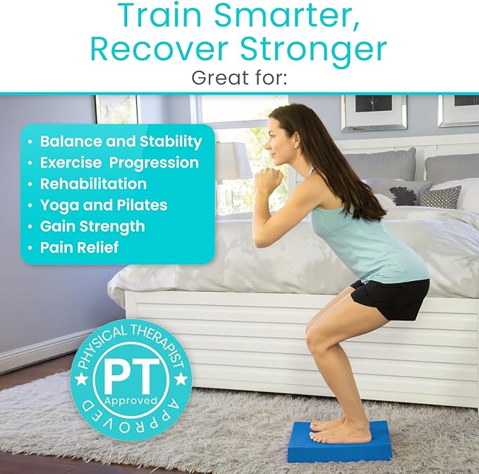 Vive Balance Pad - Foam Large Yoga Mat Trainer for Physical Therapy, Stability Workout, Knee and Ankle Exercise, Strength Training, Rehab - Chair Cushion for Adults, Kids, and Travel