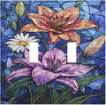 Decorative Switch Plates Vintage Colorful Flower Oil Painting Style 2 Gang Double Toggle Outlet Light Switch Cover Wall Plate Electrical Faceplate for Bedroom Bathroom Decor