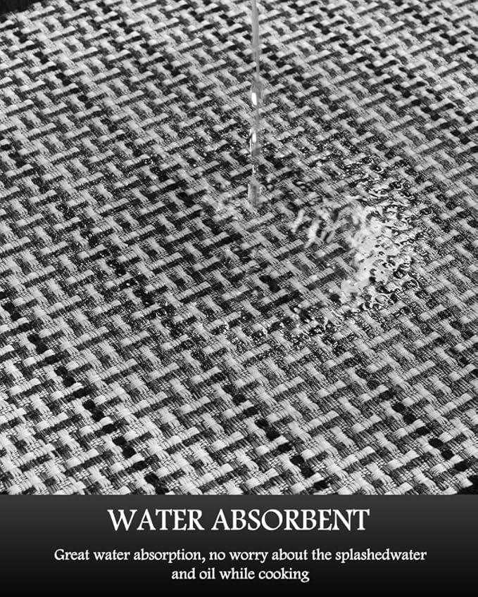 PADOOR Non Slip Kitchen Rugs Sets of 2 - Extra Large 2.5'x6' + 20"x32" Runner Rugs for Kitchen Floor Non Skid Washable, Absorbent Kitchen Mat for in Front of Sink 2 Piece Black