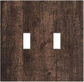 Decorative Switch Plates Rustic Dark Brown Wood Grain 2 Gang Double Toggle Outlet Light Switch Cover Wall Plate Electrical Faceplate for Farmhouse Bedroom Decor