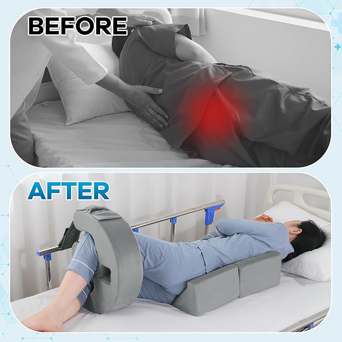 ROYALAY Bedridden Patient Turning Device for Elderly with Fixing Strap, Bedsore Pressure Relief Pillow, Bed Ridden Patient Supplies, Grey
