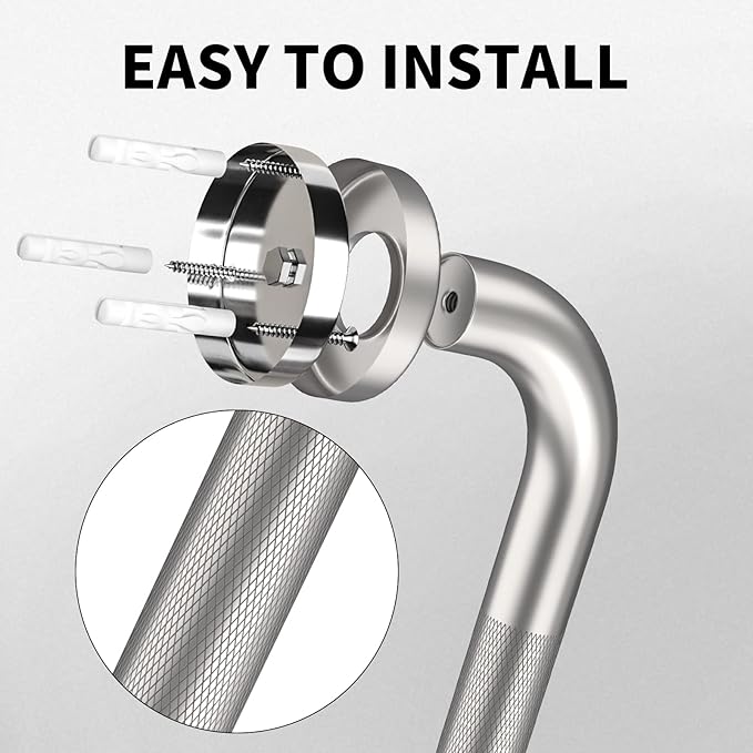 36 Inch Anti Slip Shower Grab Bar, Munzong Satin Brushed Nickel Bathroom Grab Bar, Knurled Bathroom Balance Bar,Safety Hand Rail Support Handicap Elderly Injury Senior Assist Bath Handle
