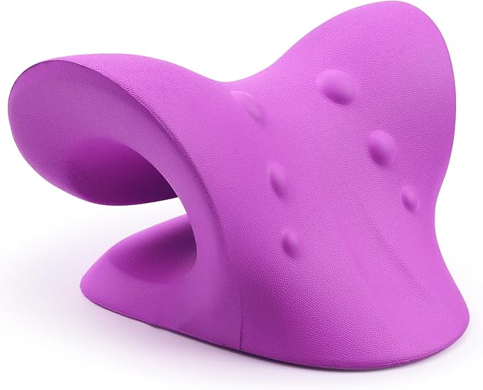 RESTCLOUD Neck and Shoulder Relaxer, Cervical Traction Device for TMJ Pain Relief and Cervical Spine Alignment, Chiropractic Pillow, Neck Stretcher (Purple)