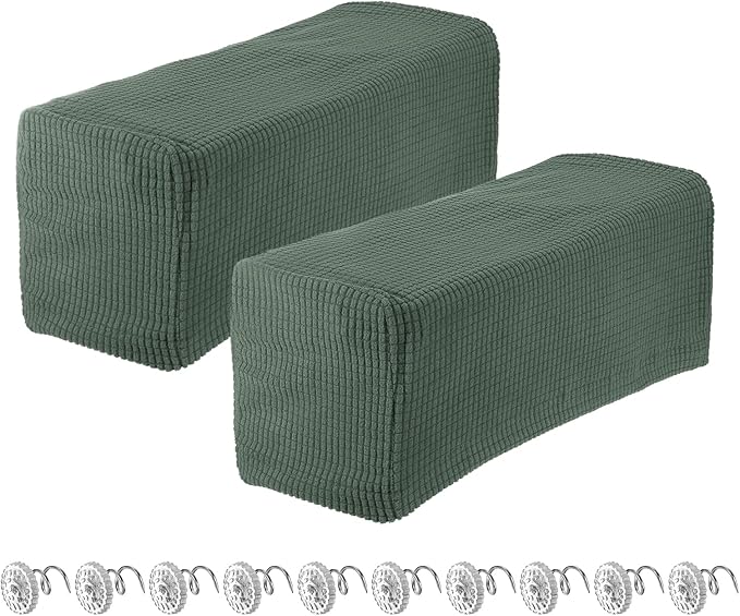 uxcell 2pcs Stretch Armrest Covers for Chairs/Sofas, Couch Arm Covers with Twist Pin, Furniture Protector Slipcovers Green