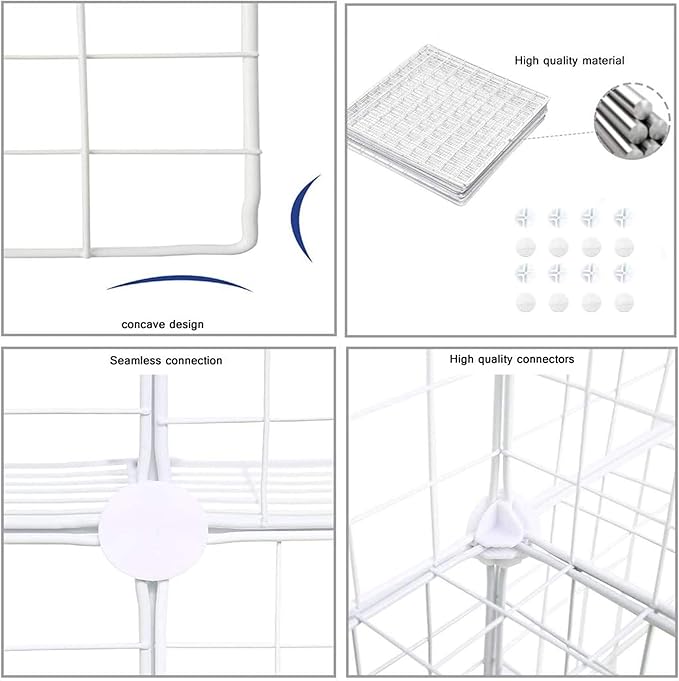 C&AHOME Wire Cube Storage, 9-Cube Organizer Metal, Wire C Grids Storage, Storage Bins Shelf, Modular Bookshelf, Closet Cabinet Ideal for Home, Living Room, Office 36.6”L x 12.4”W x 48.4”H White