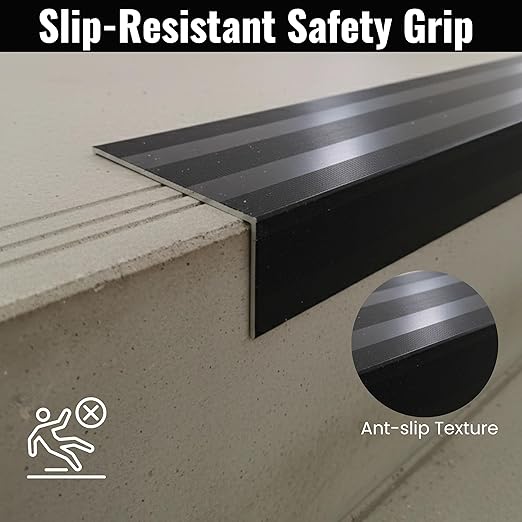 Aluminum Stair Nosing 36" – Heavy-Duty Stair Edge Protector, Non-Slip Stair Nose Molding, Scratch-Resistant Stair Sill Trim for Safety & Durability (Black)