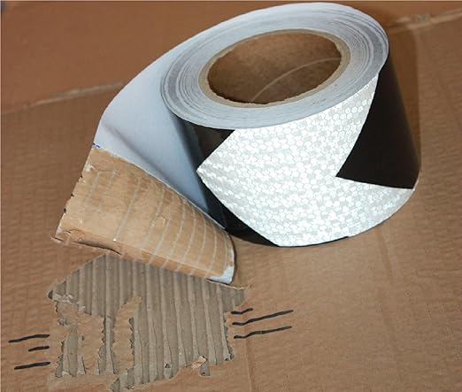 Black White Reflective Tape Outdoor Waterproof 3 inch X 66 feet, High Visibility Hazard Conspicuity Safety Industrial Marking Tape
