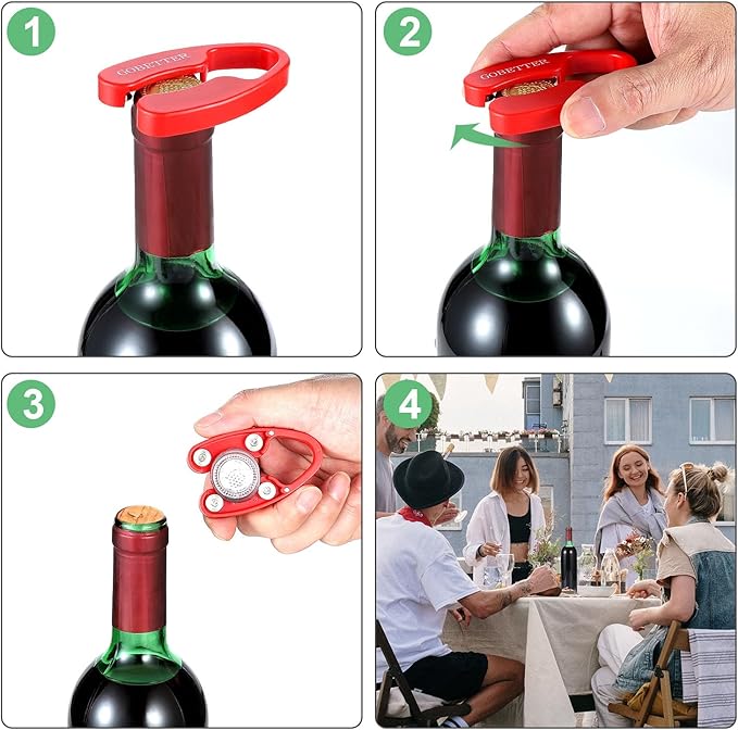 GOBETTER 4 Pcs Wine Foil Cutter Magnetic Design, 4 Stainless Blades Foil Remover Wine Bottles Opener Accessory, Removes Foil Top Effortlessly for Wine Lovers, 2Black 2Red