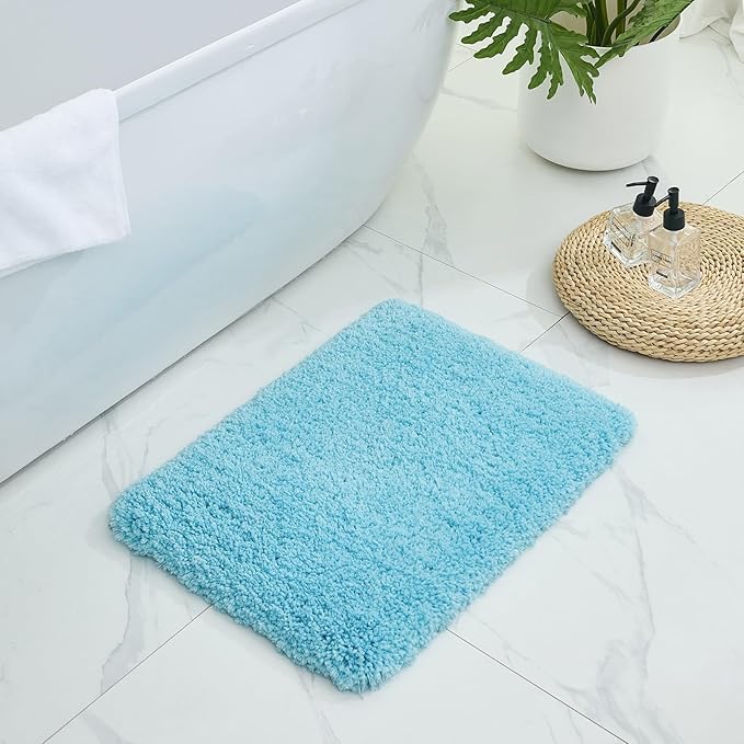 Bathroom Rugs 32x20, Ultra Thick Shaggy Soft Microfiber Absorbent Bath Rug, High Density Foam Latex Non Slip Backing, Machine Washable Bath Mats for Bathroom Floor & Sink, Teal